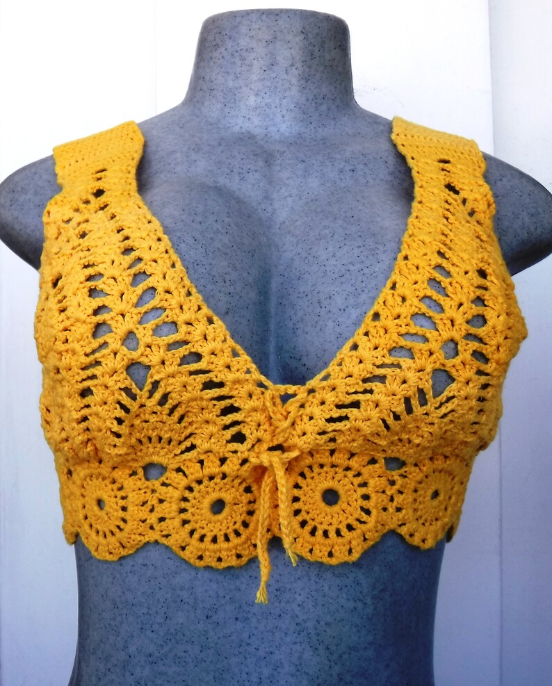 Top Tejido Crochet Con Diseño de Flores y Piñas Etsy