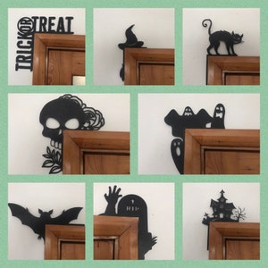 Halloween door or shelf corner spooky witch pumpkin cat bat decorations