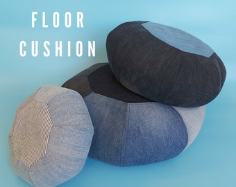 SEWING PATTERN - Three Bears Floor Cushion - PDF sewing pattern and instructions - Meditation Pouf - Jeans cushion