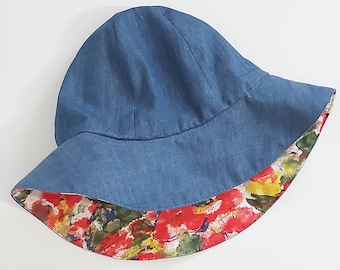 SEWING PATTERN - Reversible Sun Hat PDF sewing pattern download and tutorial 3 sizes S M L