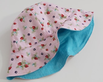 SEWING PATTERN - Kids reversible Sun Hat pdf sewing pattern download and tutorial 4 sizes XS S M L