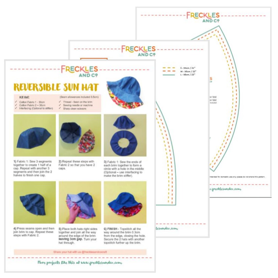 SEWING PATTERN Reversible Sun Hat PDF Sewing Pattern Etsy Canada