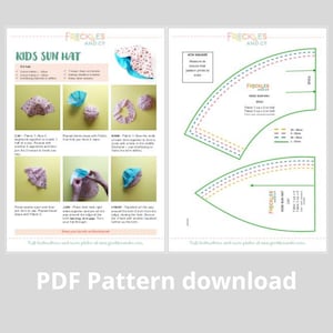 SEWING PATTERN - Kids Reversible Sun Hat Pdf Sewing Pattern Download ...