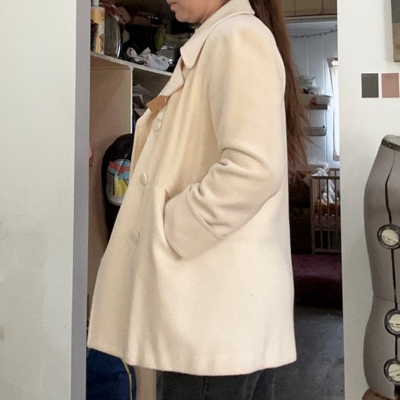 Cream colored pea coat hot sale
