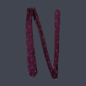 Vintage dark burgundy tie with abstract print