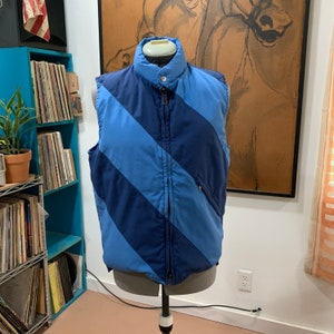 Vintage striped color blocked ski vest