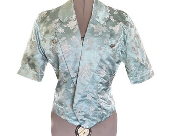 1950s blue and silver brocade jacket