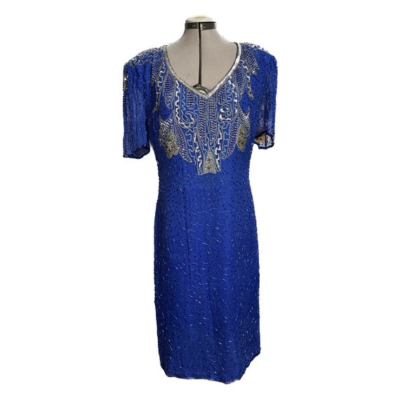 Vintage 1980s/1990s sequined and beaded silk dress