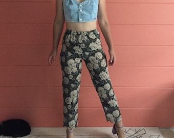 Vintage 1990s sheer floral print pants size medium