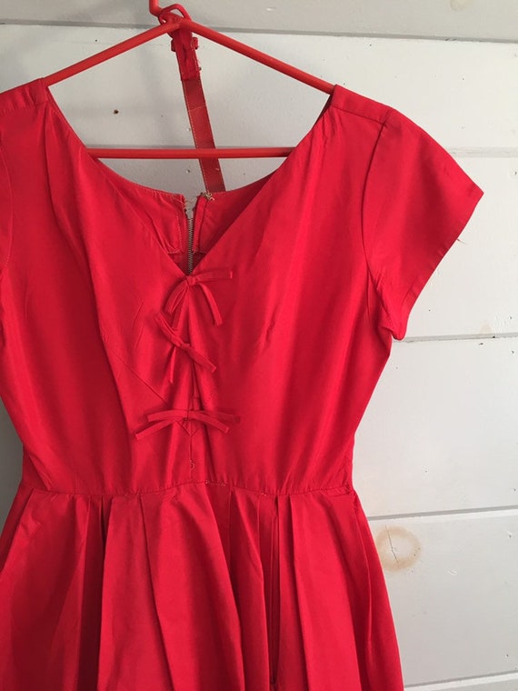 Vintage 1950s true vintage pin up red taffeta coc… - image 8