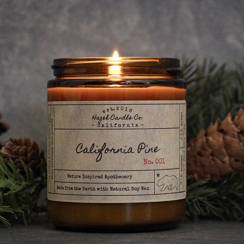 California Pine Scented Candles Eco Friendly Vegan Soy Etsy