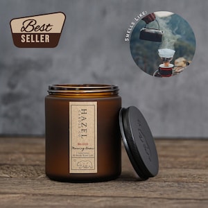 Coffee Candle with Hazelnut & Cocoa Aroma - California-Made Kitchen Ambiance Handcrafted Soy Wax Morning Brew