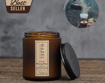 Coffee Candle with Hazelnut & Cocoa Aroma - California-Made Kitchen Ambiance Handcrafted Soy Wax Morning Brew
