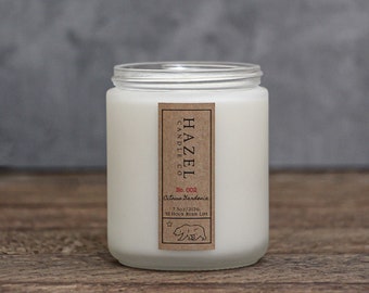 Citrus and Gardenia Scented Candles, Eco Friendly, Vegan Soy Candle, Essential Oil Soy Candles, Vegan Gift, Wedding Gift, Gift for Her