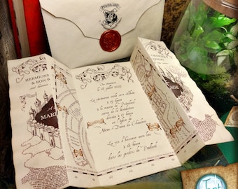 Invitation for a wedding, birth or birthday, personalized in the style of the Marauder&#39;s Map