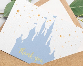 Blue Princess Castle Carte de remerciement / Carte de remerciement imprimable de fête d’anniversaire / Carte de remerciement baby shower