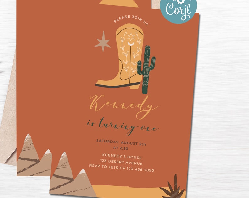Editable Cowgirl Birthday Invitation Printable Western Invitation Wild West Party Edit With CORJL