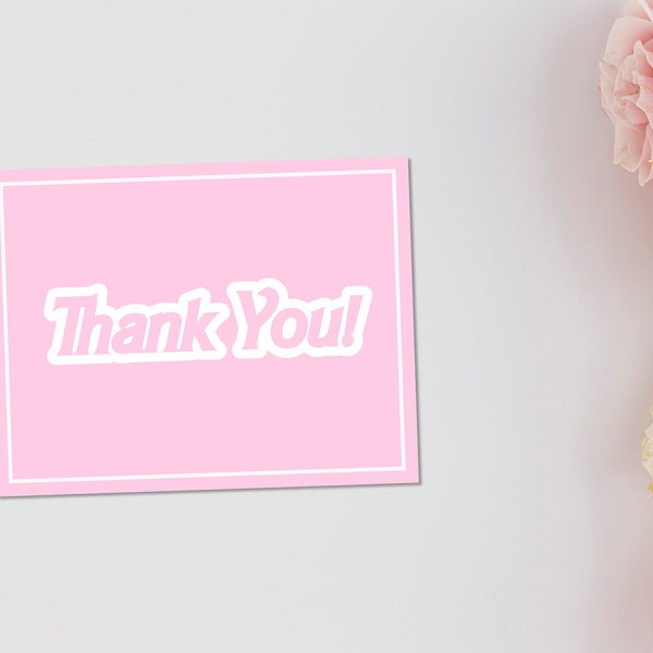 Pink Doll Thank You Card // Cute Pink Printable Thank You Card