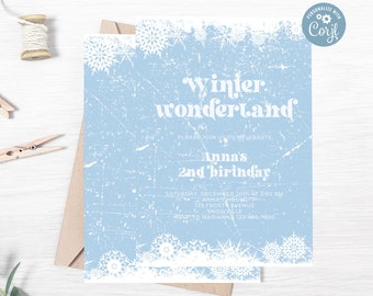 Editable Frosty Winter Wonderland Birthday Invitation // Printable Ice Winter Party Invitation // Edit With CORJL