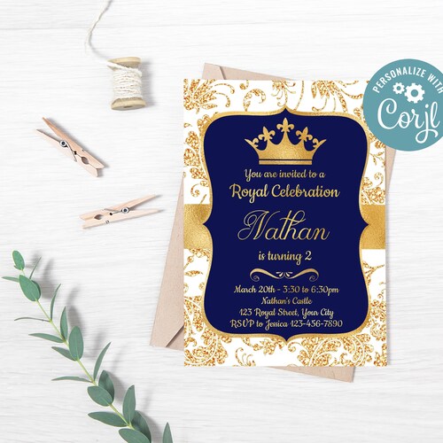 Editable Royal Birthday Party Invitation. Royal Celebration Etsy