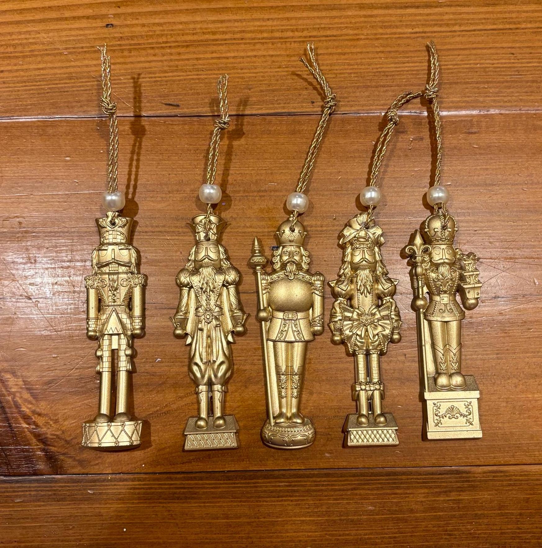 Gold Nutcracker Ornament Set, Christmas Ornament, Gold Nutcracker