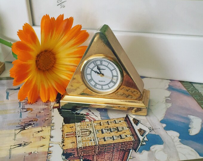Mantel Clock, Miniature Brass Clock, Quartz, Roman Numerals, Dolls