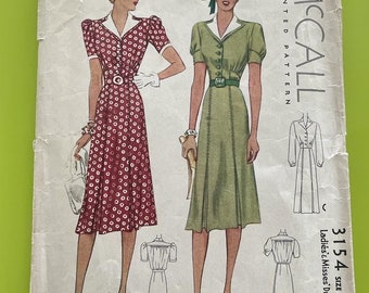 1930s McCall Kleid Schnittmuster 3154 - Grösse 16