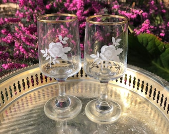 Vintage Aperitif Gläser Set: Goldrand Sherry Likör Gläser