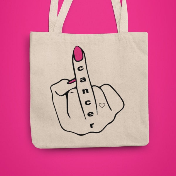 Fuck cancer tote bag middle finger cancer bag cancer awareness bag breast cancer bag funny cancer gift breast cancer gift fuck breast cancer