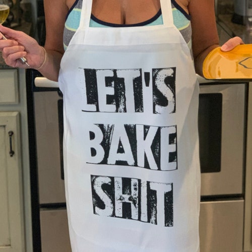 let's bake shit funny apron funny christmas apron funny baking apron unisex apron funny gift for baker cake shop holiday apron bakery apron