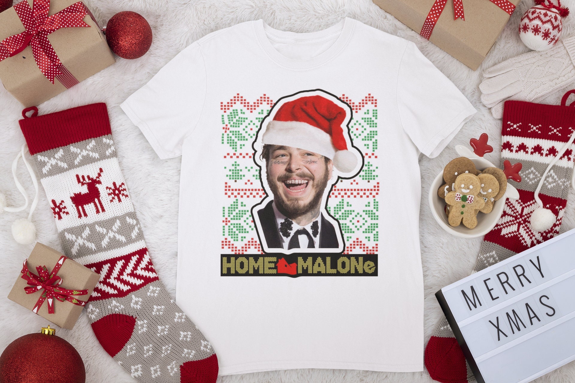 Discover Home Malone Christmas Shirt, Ugly Christmas Shirt, Funny Ugly Christmas Shirt
