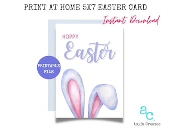 Printable Easter Greeting Card: Bunny Design (Digital Download)