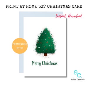 Print at Home Christmas Card - Christmas Tree, Christmas Greeting Card, Merry Christmas, Happy Holidays, printable, instant download, print