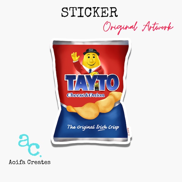 Chips Sticker: Irish Crisps Sticker, Ireland Sticker, Irish gift, bag of chips sticker, for her, for him, chip bag, chips sticker, sticker