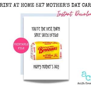 Print at Home Greeting Card: Irish Bread Mother&#39;s Greeting Card, Mother&#39;s Day printable card, instant download, blank greeting card for mom