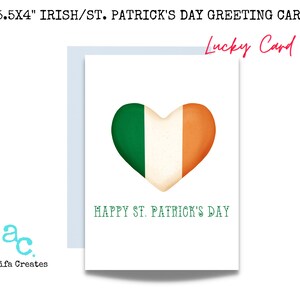 Irish Greeting Card: St. Patrick's Day Greeting Card, Paddy's Card, blank greeting card, Irish heart card, St. Patrick's Day, Irish gift,