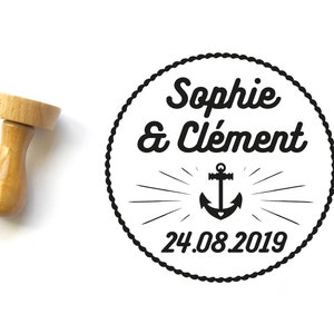 Custom wedding stamp, Marine anchor, sailor style, personalized with names date, for your save the date, to customize your invitations
