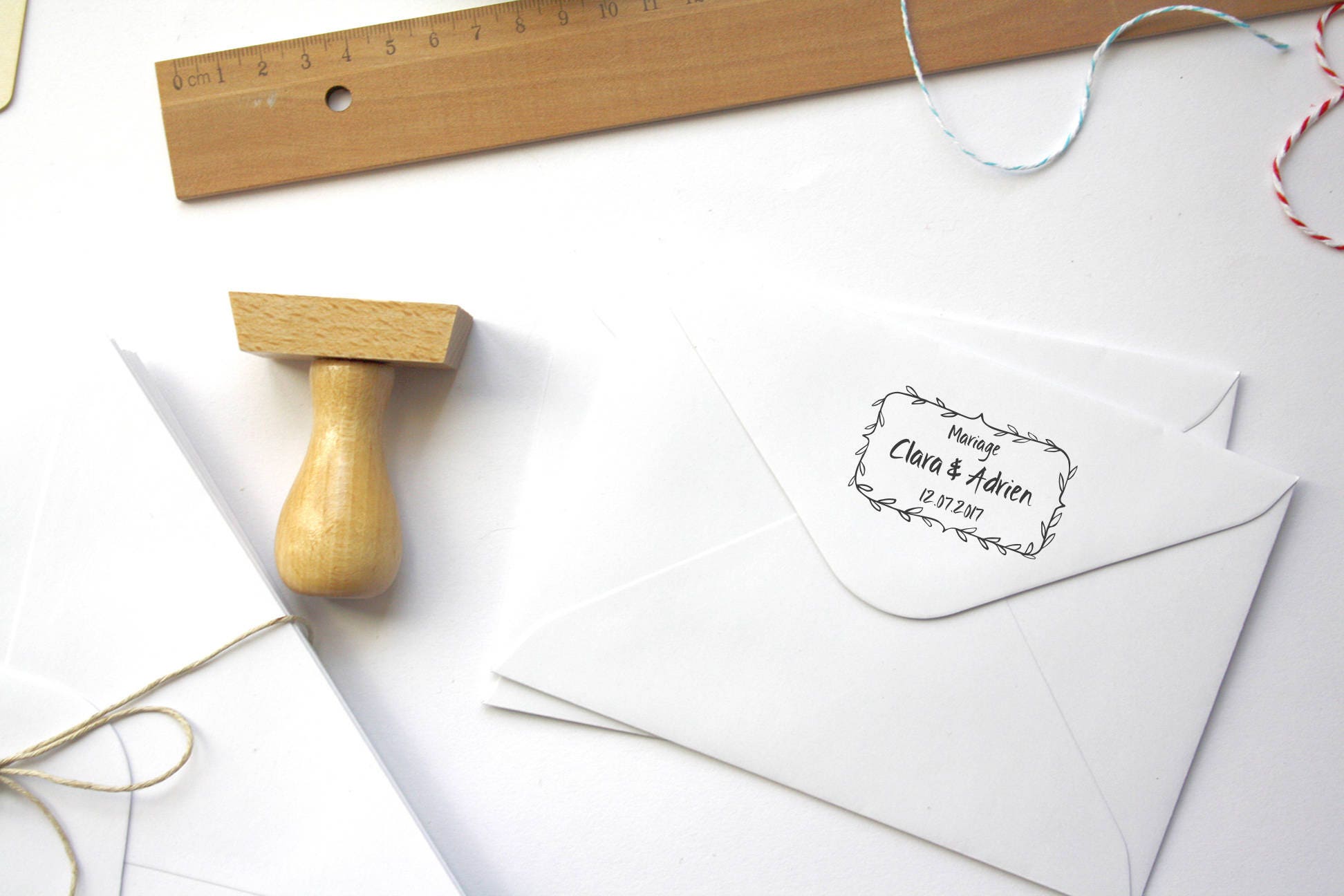 Rustic Stamps Custom Wedding Stamp, Cottage Rustic Style, Personalized Invitation ...