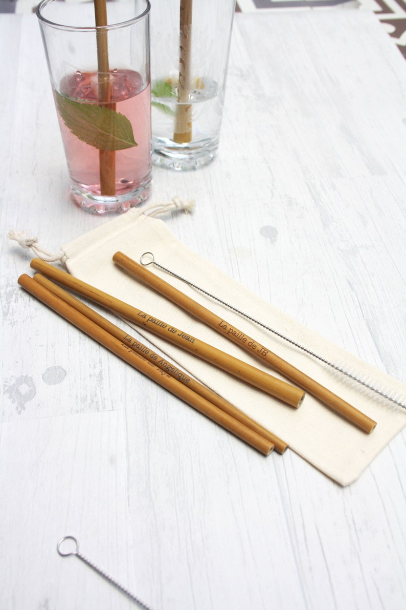 Set de 2 pailles en bambou, personnalisées avec la gravure de votre texte, personnalisation sur mesure, cadeau écologique image 9