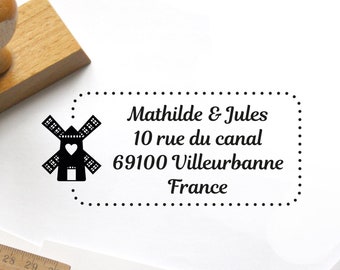 Personalized address stamp with molin, custom rubber stamp, Personalized Stamp, personalized gift