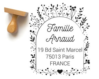 Custom adress or wedding stamp, cottage style, personalized with your text, names and wedding date, adress, rubber stamp, diy invitations