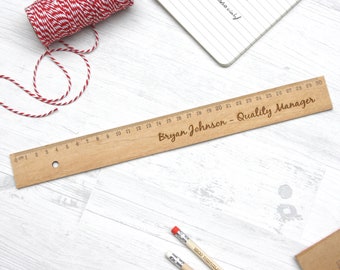 Personalized wooden ruler, unique desk accessory, personalization, text engraved on demand, original, unique birthday christmas gift