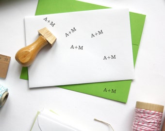 Carimbo inicial personalizado, monograma, personalização com suas letras, texto, feito sob medida na França, madeira, acessório de escritório