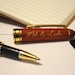 Custom pen personalized with text, name, initials engraved, dark red wood customized, best man gift, birthday, wedding present, gold letters