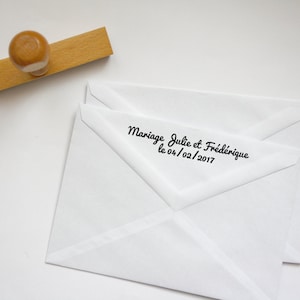 Sello personalizado, personalización de sobres de correo, maquillaje con su texto, nombre, fecha de la boda, nacimiento, hecho a medida
