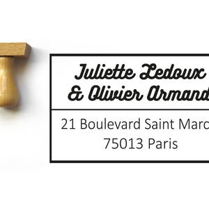 Buffer Indirizzo personalizzato, rettangolo legno 5 x 3 cm, personalizzabile, fatti su misura in Francia, accessorio ufficio, posta