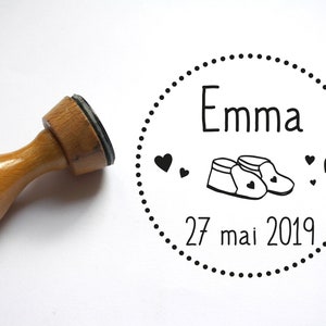 Gepersonaliseerde geboortestempel, voor aankondigingen met voornaam en datum, gemaakt in Frankrijk