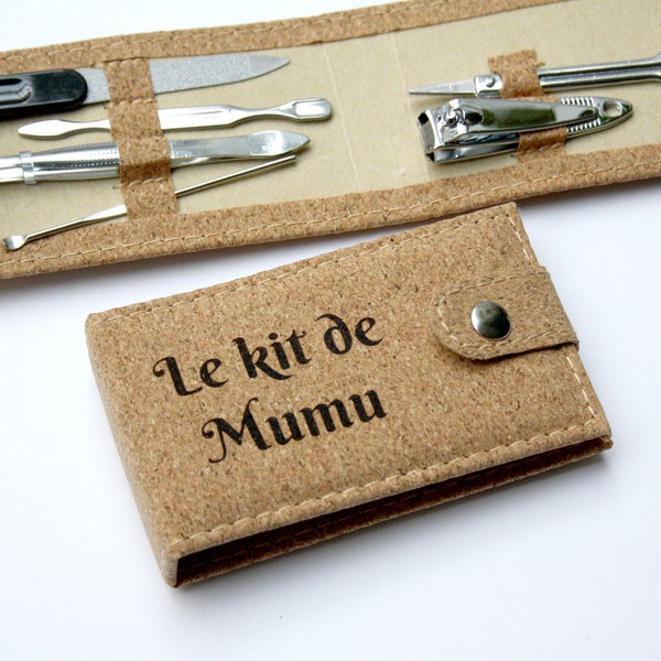 Personalized manicure set with cork case