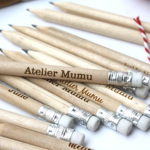 Pack of personalized pencils in wood, custom guest gift, for your wedding of save the date, text engraved, for birthday party, gulf pencils