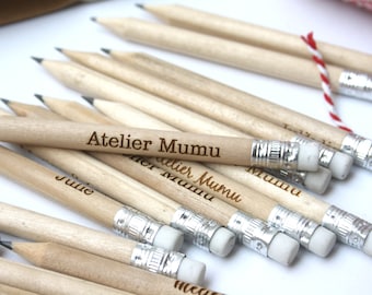 Pack of personalized pencils in wood, custom guest gift, for your wedding of save the date, text engraved, for birthday party, gulf pencils